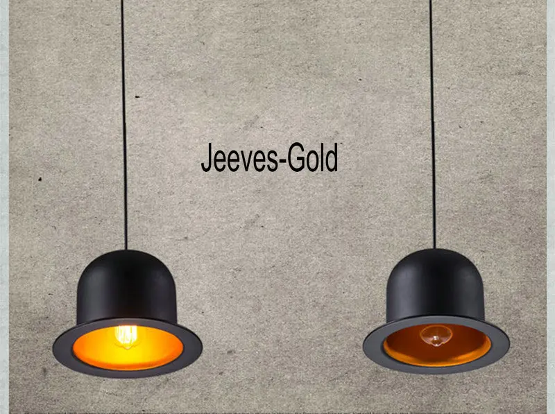 Artpad современный европейский подвесной светильник с черной шляпой E27 алюминиевый светодиодный подвесной светильник для кухни кофейного бара - Цвет корпуса: Jeeves-Golden
