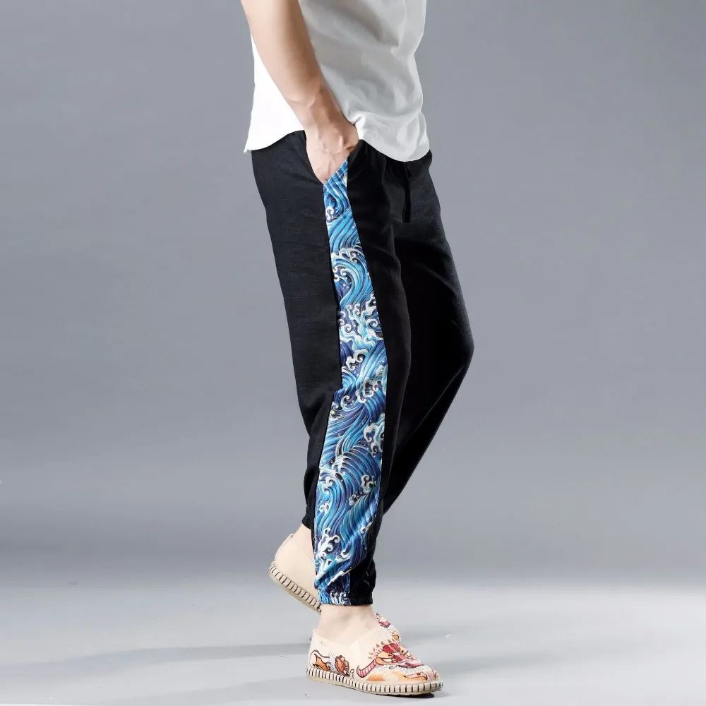 LZJN 2019 Summer Clothe Casual Harem Pants Men Fitness Trousers Male Chinese Traditional Patchwork Print Jogger Pants Harajuku (16)