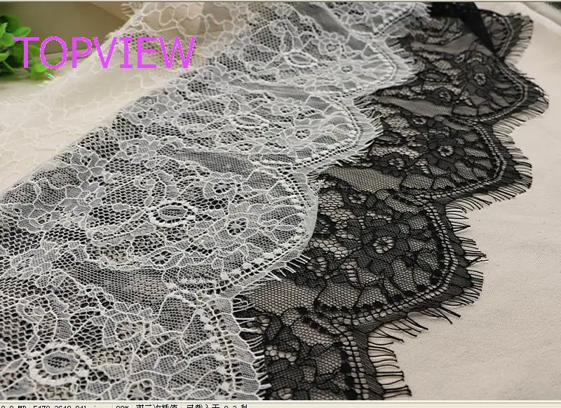 3 Yard 22cm Wide Black Eyelash Lace Trim DIY Sewing Appliquein Lace