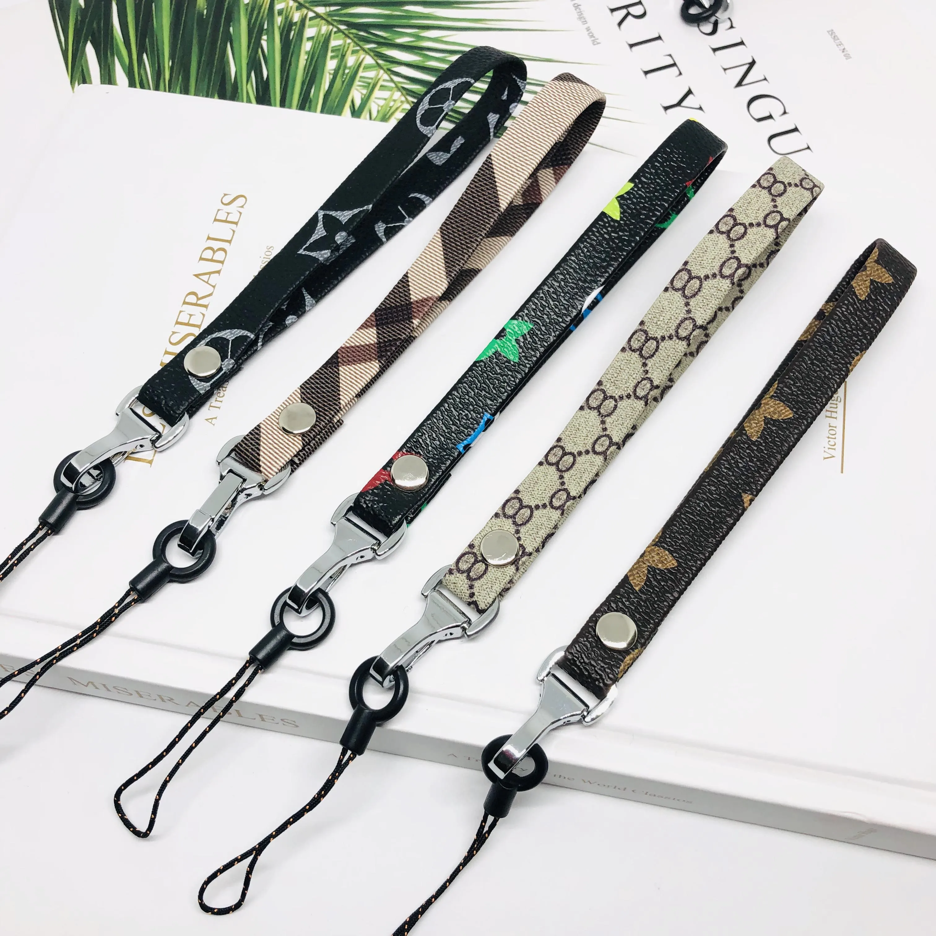 

Luxury Leather Cell Phone Straps Lanyards for keychain ID Card Gym USB badge holder DIY Hanging Hand Rope