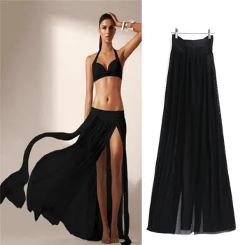 

Womens Bikini Cover Up 2019 Summer Wrap Maxi Skirts Fashion Flare High Waist Long Skirt Holiday Beachwear Ladies Casual Clothes