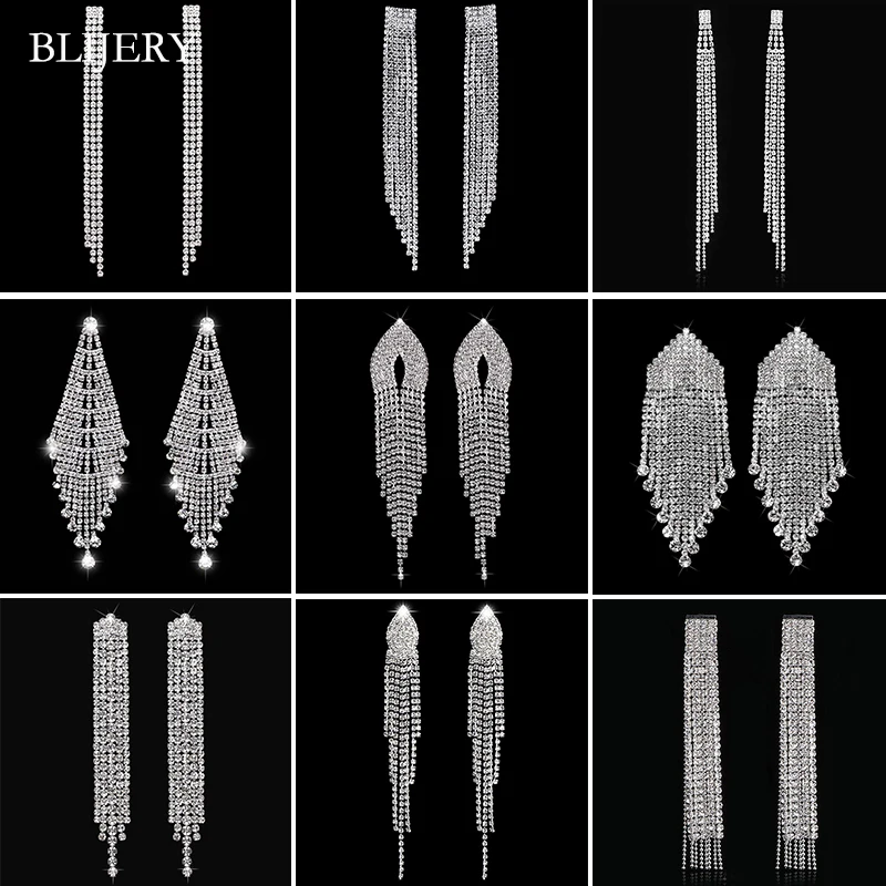 Фото Круглые серьги BLIJERY с подвесками для женщин, украшения для свадьбы, большие висячие украшения №1
