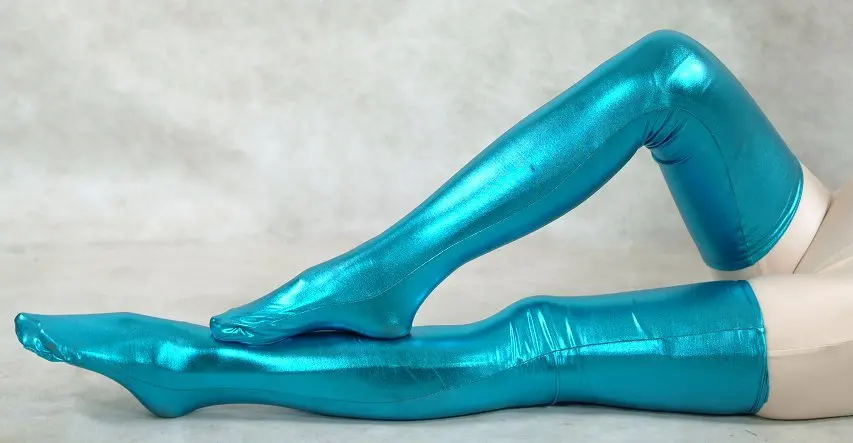 new arrival coffee shiny metallic sexy thigh high socks fetish unisex zentai suit classic halloween costumes