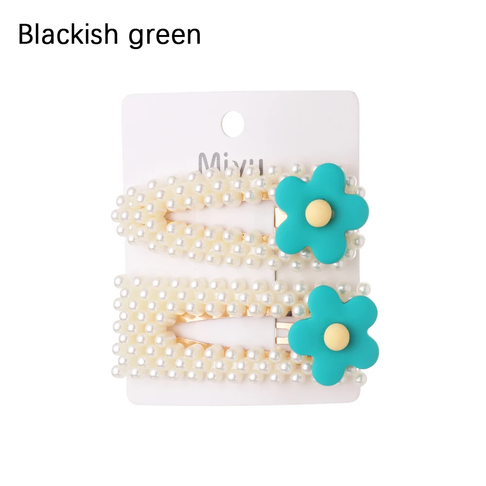 dark green 2 шт./компл. Модный жемчужный цветок заколки для волос для Для женщин девочек Элегантные корейские туфли-лодочки, дизайн оснастки заколка для волос палочка, Шпилька для волос для укладки волос аксессуары - Цвет: dark green