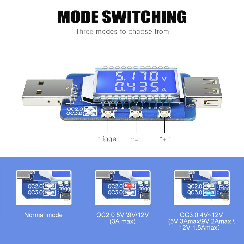 QC2.0 QC3.0 DC 4 V-28 V цифровой USB детектор Мощность триггер ЖК-дисплей электронный афера Напряжение измеритель тока тестер Вольтметр Амперметр