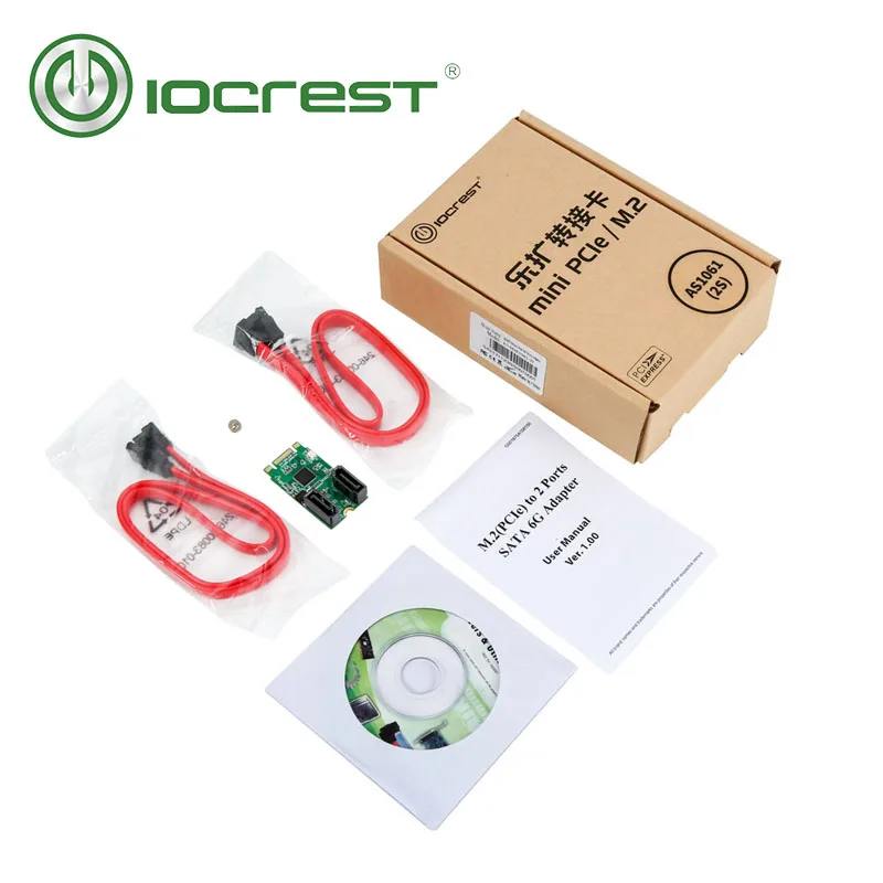 IOCREST M.2 ngff B+ M Ключ 22x42 PCIe шина на 2 порта 3,0 SATA 6 G III контроллер адаптер карты ASM1061 чипсет с 7pin sata кабель