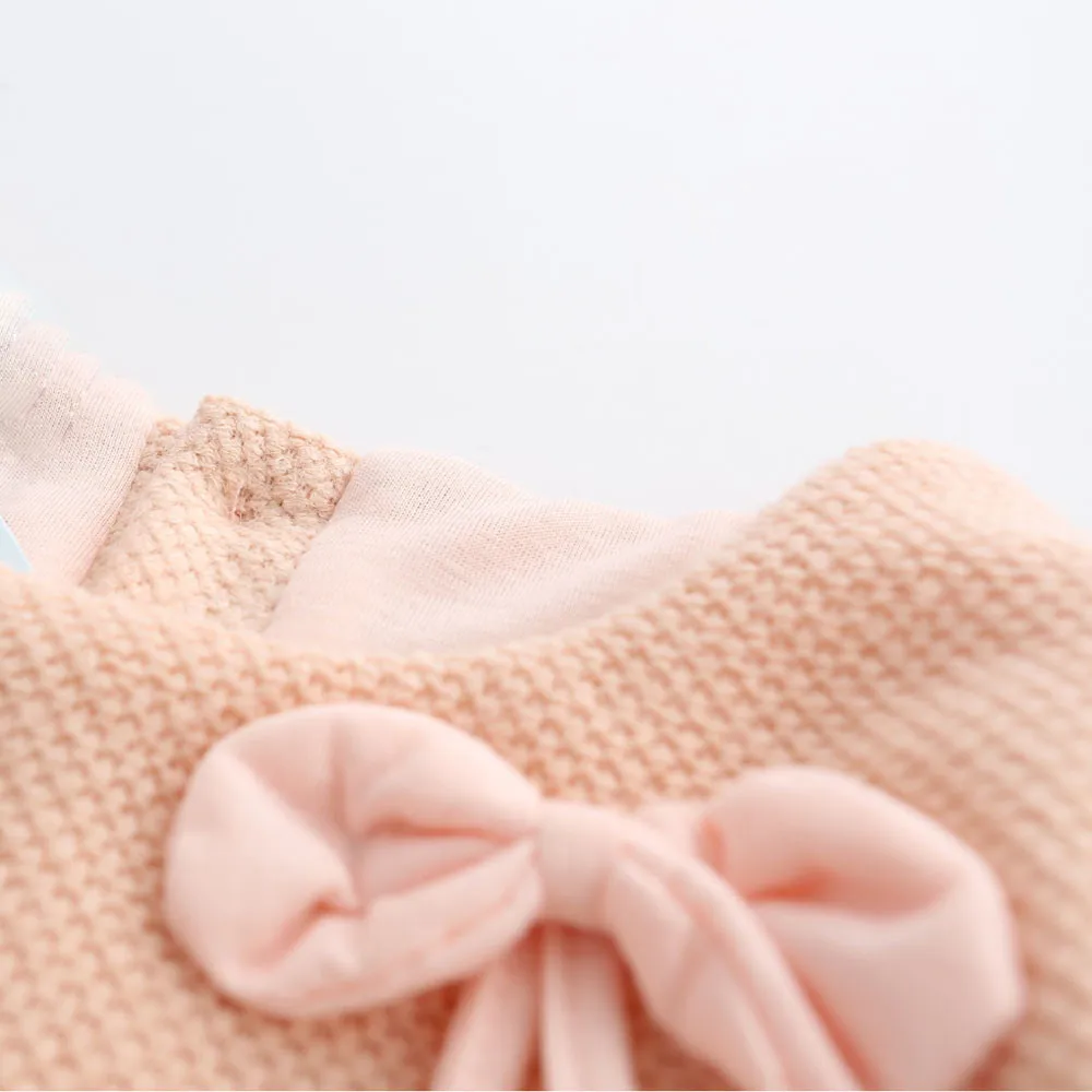 Baby Dresses Girl Toddler Baby Kid Girls Long Sleeve Knitted Bow Newborn Tutu Princess Dress 0-24M vestidos princesas*0.95