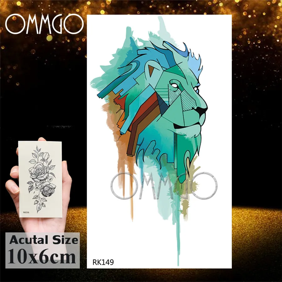 Временная наклейка OMMGO Lion Galaxy для мужчин и женщин цветные поддельные татуировки