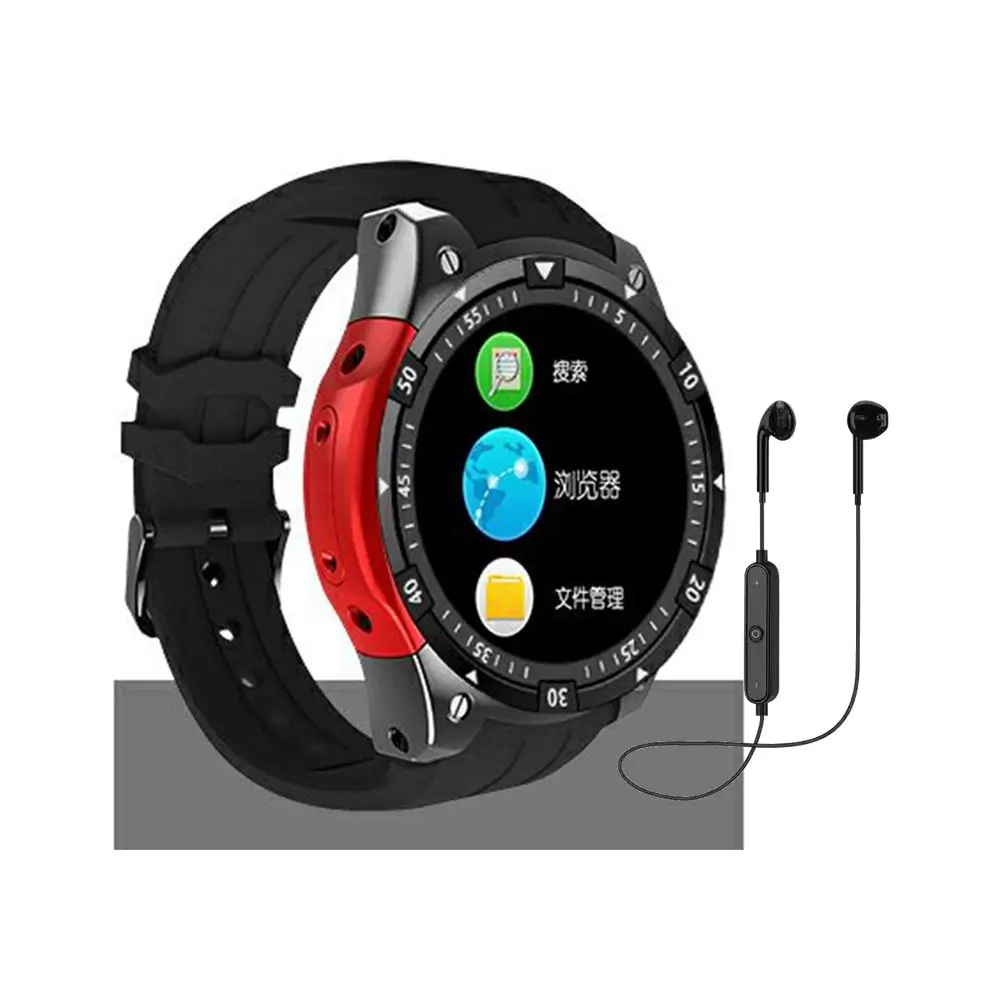 black red add heades X100 Смарт часы телефон Bluetooth WiFi SIM 3g gps MTK6580 умные часы мужские Android 5,1 трекер сердечного ритма часы pk 100 Смарт часы - Цвет: black red add heades