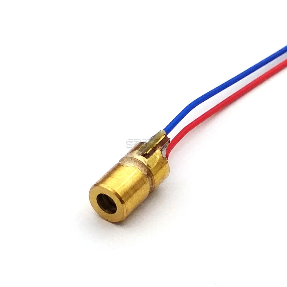 

10 Pcs Laser Diode 650nm 6mm 3V 5mW Adjustable Laser Dot Diode Module Red Copper Head 3v