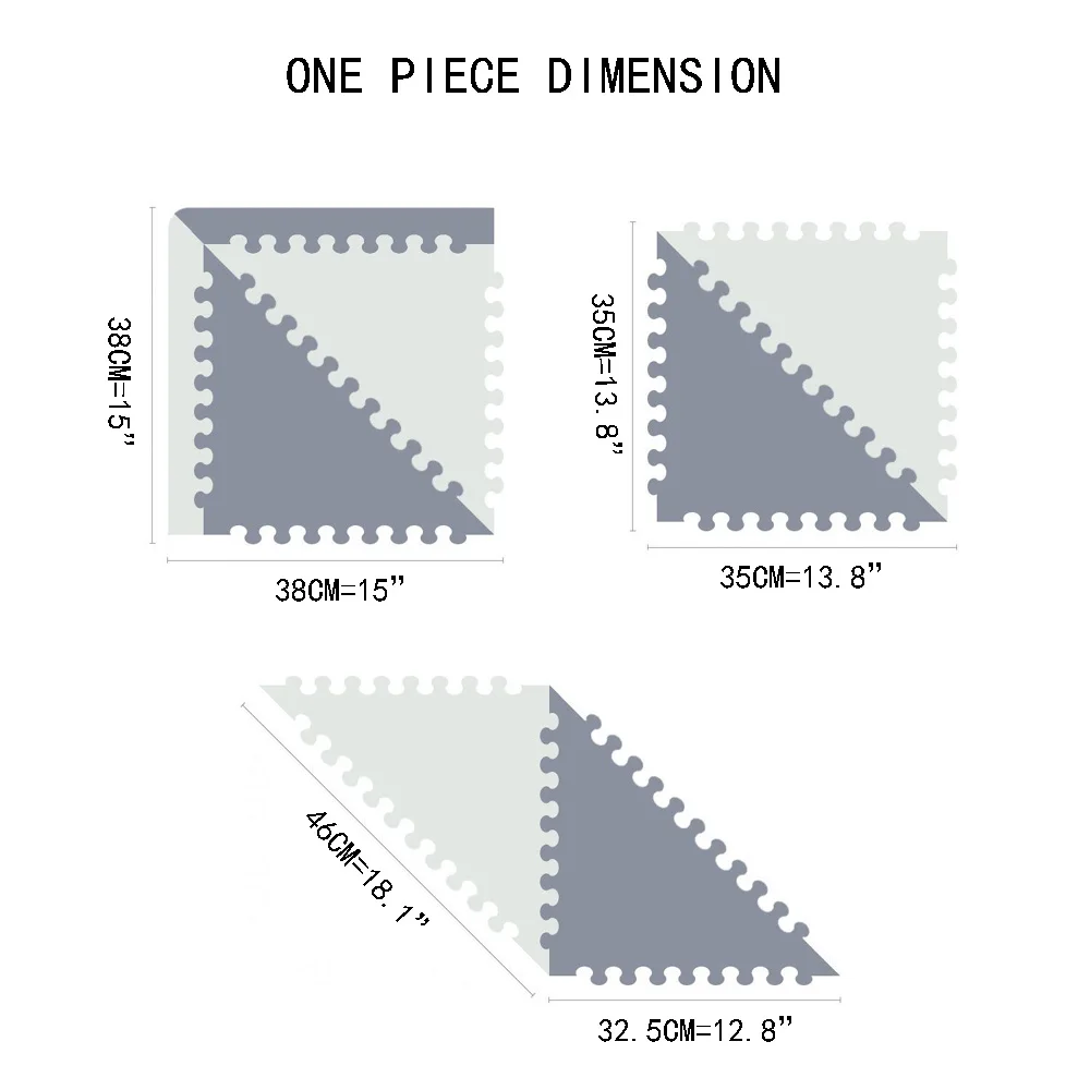 Mei qi классный детский коврик-пазл EVA, детский игровой коврик для ползания, детские игровые коврики, мягкий игровой коврик для спортзала, треугольник, 35 см* 1 см, серый