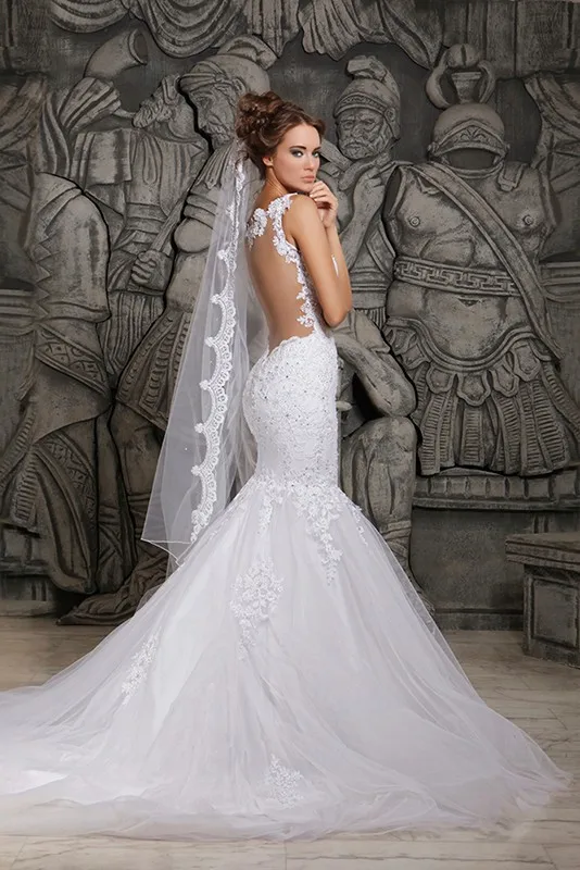 New Style Y Spaghetti Straps See Trough Back White Lace Mermaid Color Chart