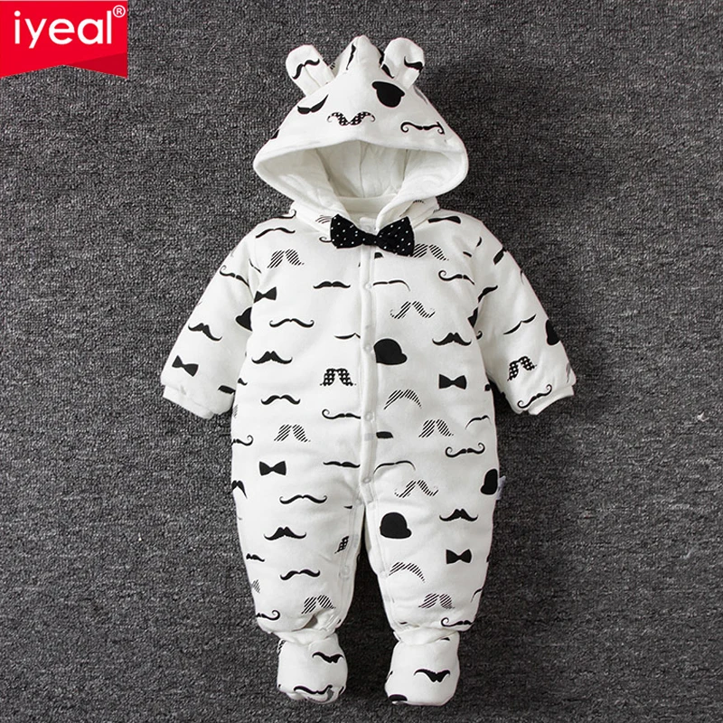 

IYEAL Winter Thick Warm Newborn Baby Clothes Kids Boy Cotton Long Sleeve Cute Print Romper Toddler Infant Overalls 0-12M