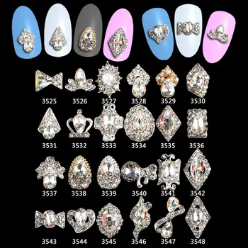 

wholesale - 100PCS/Lot Glitter Rhinestone Nail Art Strass Crystal Nail Design Decoration 3D Nail Art Charm -3525-3548