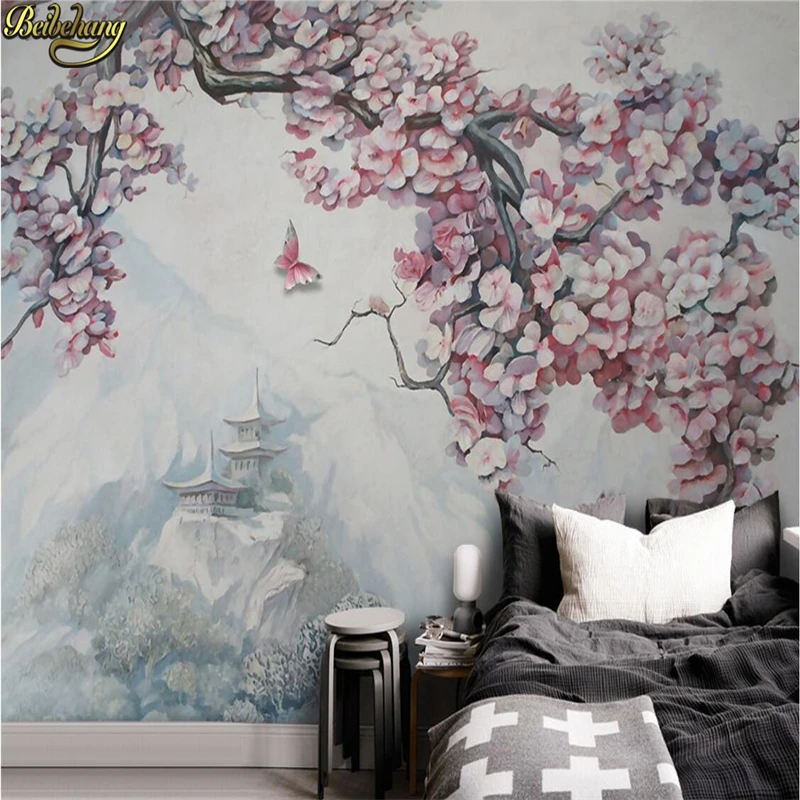 Beibehang пользовательские фото обои фрески 3D трехмерный рельеф Пейзаж Цветы и птицы бабочка фоне стены