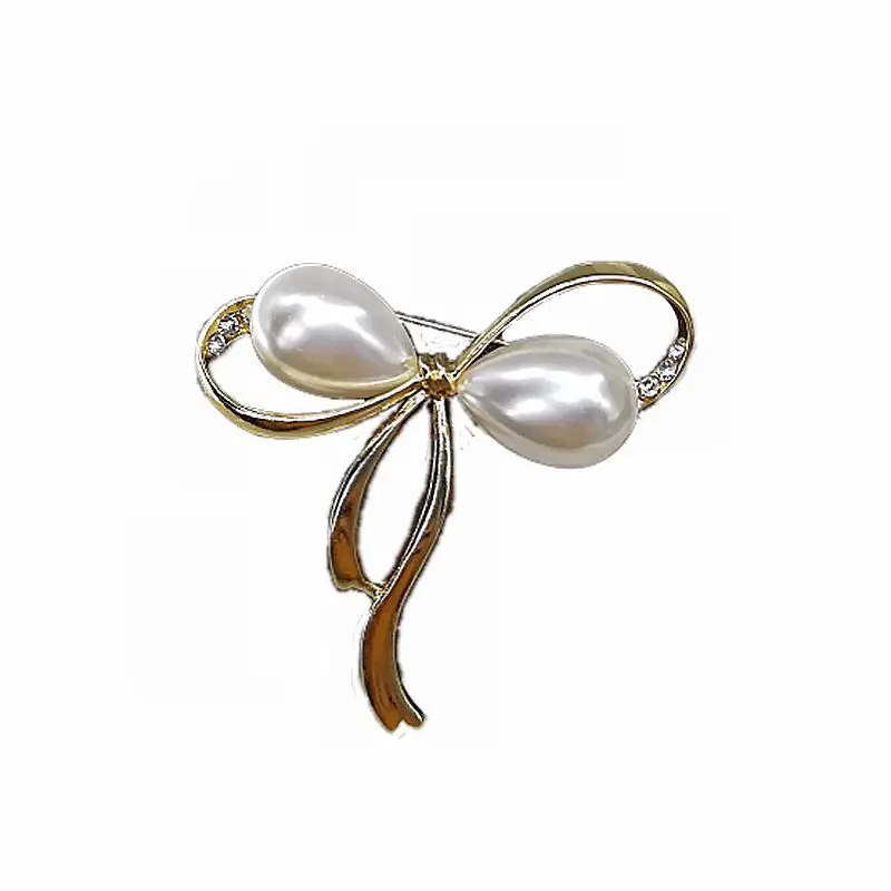 

LISM Korean Fashion Simple Women Brooch Pin Similuted Pearl Big Bow Elegant Coat Corsage Jewelry Good Gift