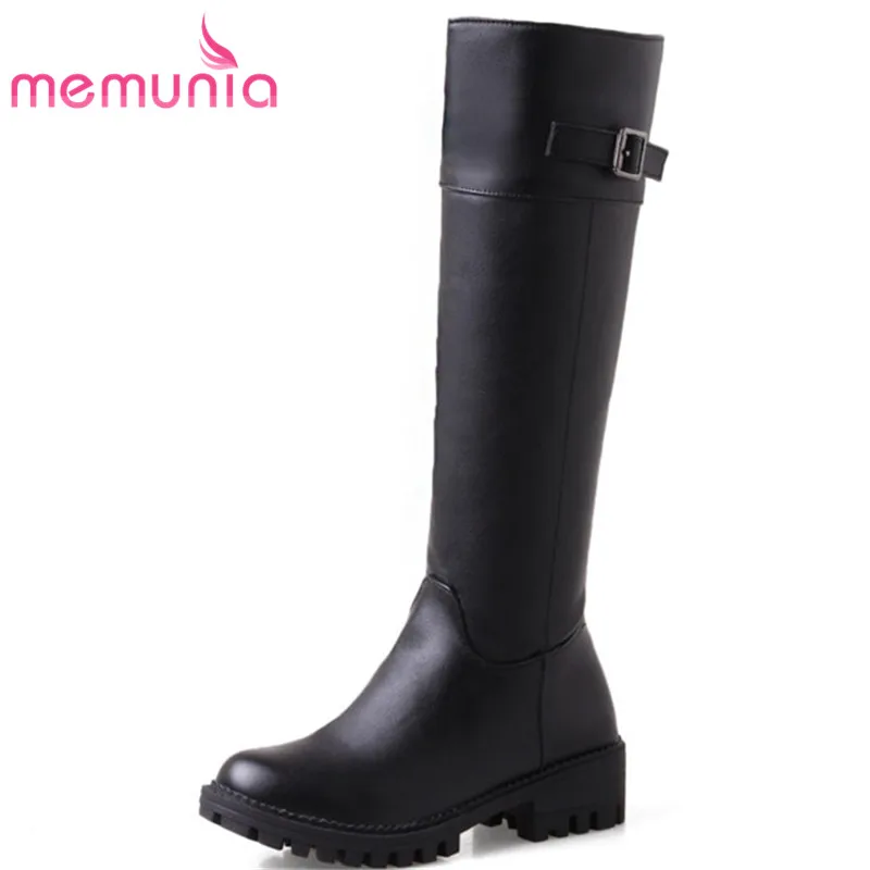 

MEMUNIA 2018 new knee high boots platform boots autumn winter high quality leisure round toe women boots