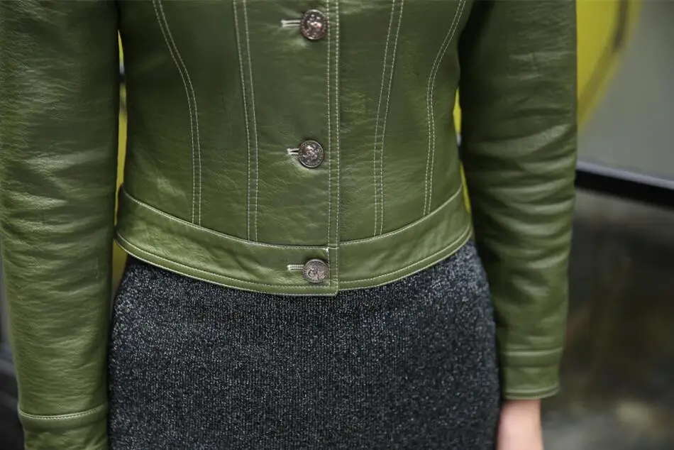 Petit Manteaux Plus rouge Moto army Noir Vestes Court Habillement Cuir Green Femmes En Oaired Manteau 2018 La Nouveau Veste Taille Mince zqgdgaw