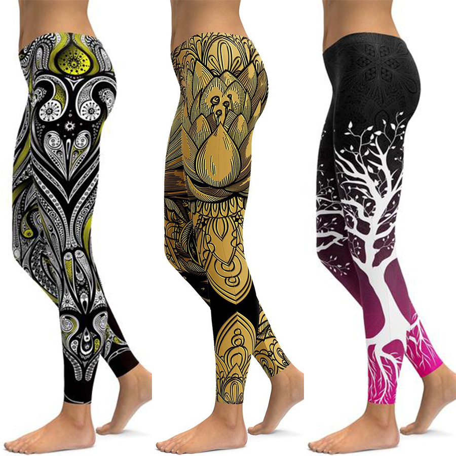 LI-FI Print Yoga Pants Women Unique Fitness Leggings Workout Sports Running Leggings Sexy Push Up Gym Wear Elastic Slim Pants