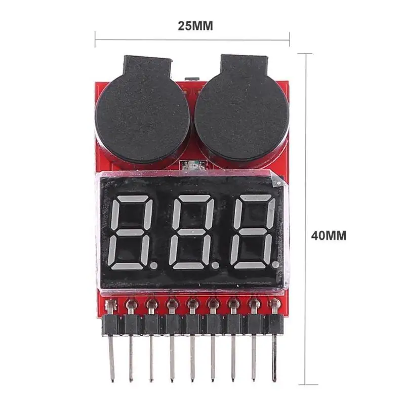 Светодиодный индикатор, низкое измерение напряжения, звуковой сигнал, электрические приборы, 0,5~ 36 в 1-8 S литий-ионный аккумулятор 40x25x11 мм