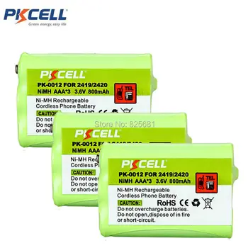 

6Packs 2419/2420 AAA 800mAh 3.6V PK-0012 Rechargeable NI-MH Cordless Phone Battery KSC-2419/2420 Replace for AT&T 2419