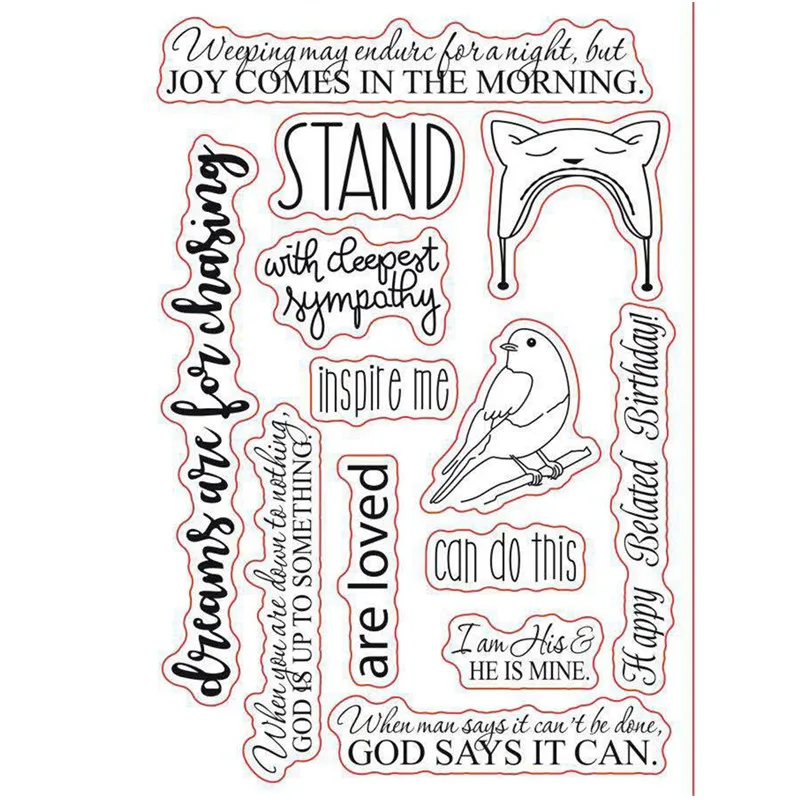 

Sentiments Sayings Phrase Bird Hat Rubber Clear Stamp/Seal Scrapbook/Photo DIY Album Decorative Card Making Clear Stamps