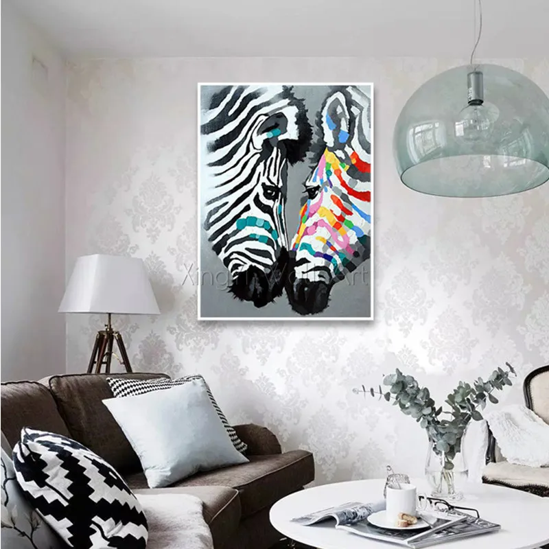

Knife Animal canvas painting wall art pictures for living room home decor acrylic thick texture Abstract zebra quadro decoration