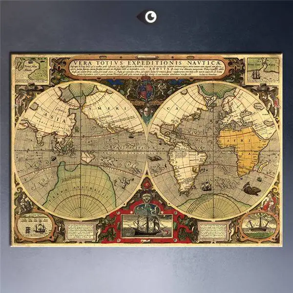 

Free Shipment Map Of The World Earth 36x24 Vintage Retro Wall Art Home Office Study Decor Art Picture Paint On Canvas Prints