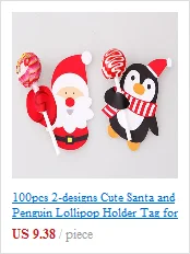 50 шт. 2 дизайна милый Санта и Пингвин леденец держатель тег для Рождественского торта поп присоска конфеты украшения