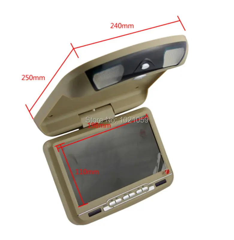 Perfect Free shipping 9inch car roof  dvd player with USB/SD/IR/FM/wireless game 180 degree rotatable screen built in speakers 1