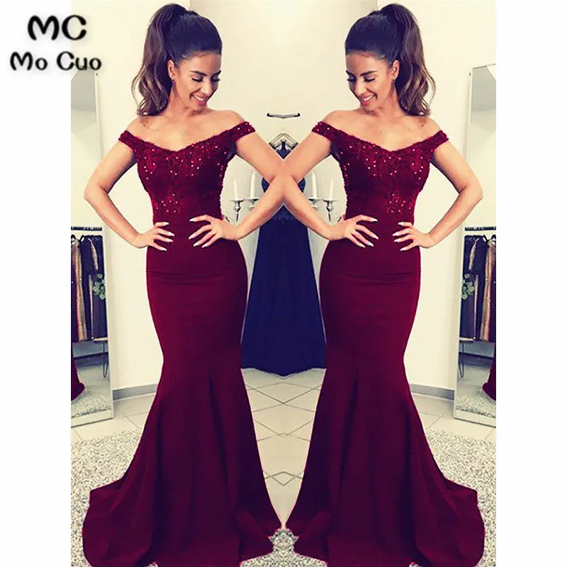 Mermaid Off-the-Shoulder Sleeveless Sweep Brush Train Lace Satin Dresses