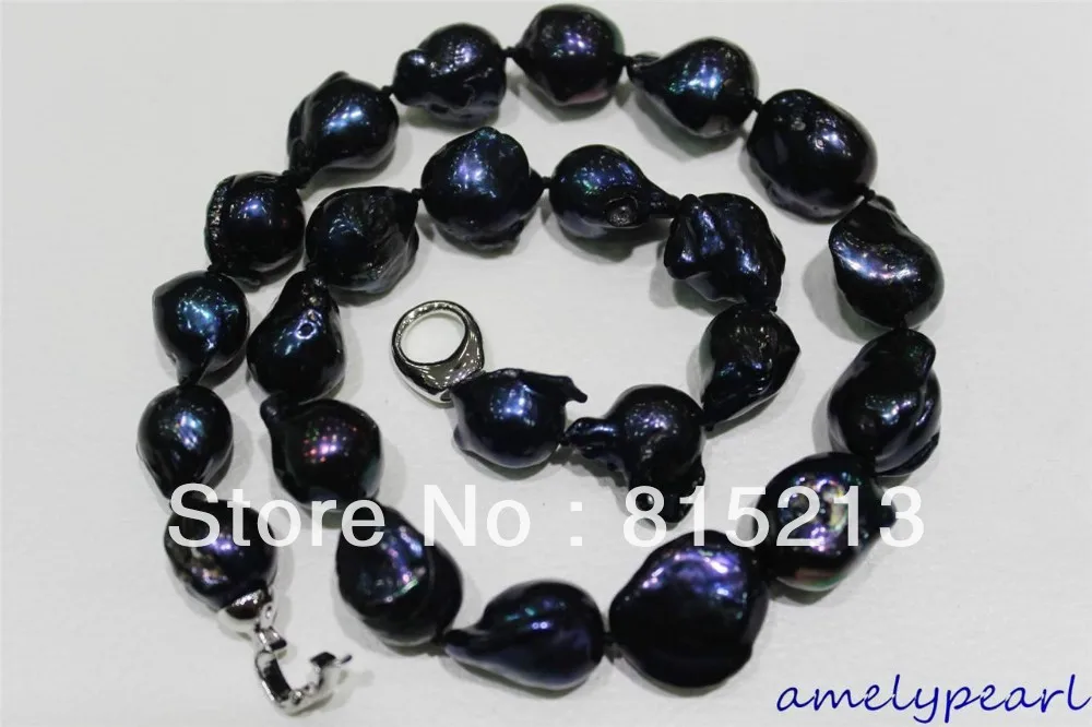 

FREE SHIPPING>@@> N703 Black Beautiful keshi pearl necklace white GP clasp