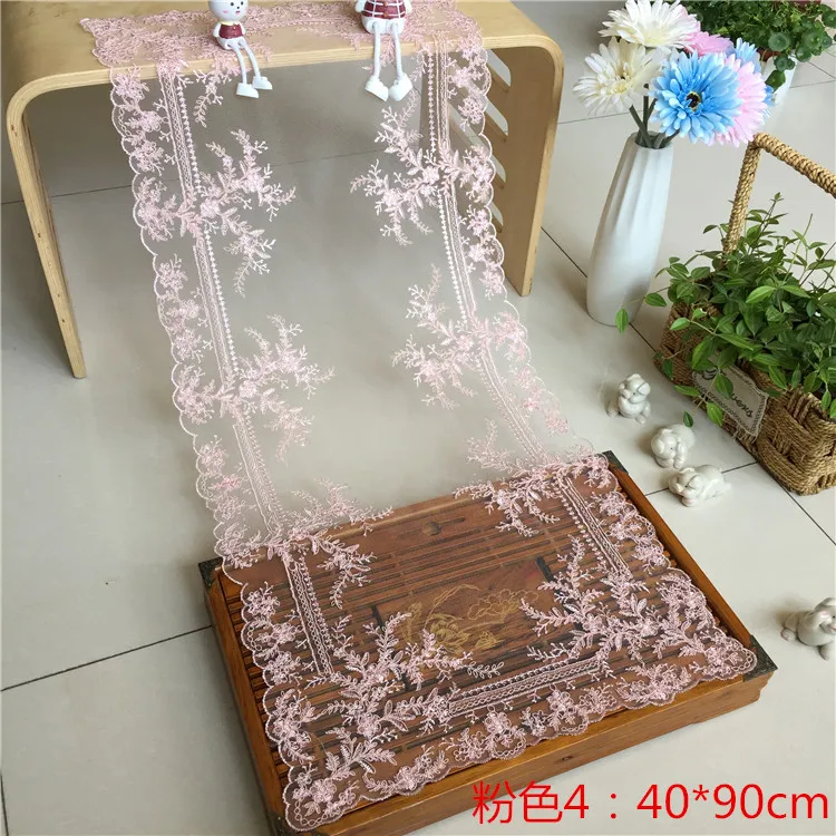 

Pink 40*90cm Elegant Embroidery Table Runner Pastoral Fabric Tea tablecloth, Luxury Table mat table Cover for decoration