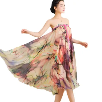 

Spring Summer Fashion Women Skirt Chiffon Print Quality Vestidos Female Maxi Beach Vintage Tutu Club Party Long Skirts Clothing