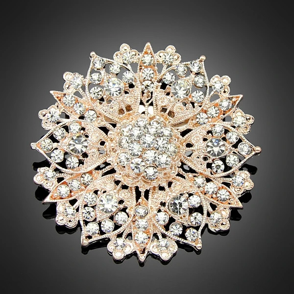 2016 Women Brooches Blue Red Large Rhinestone Brooch Pins Latest Flower