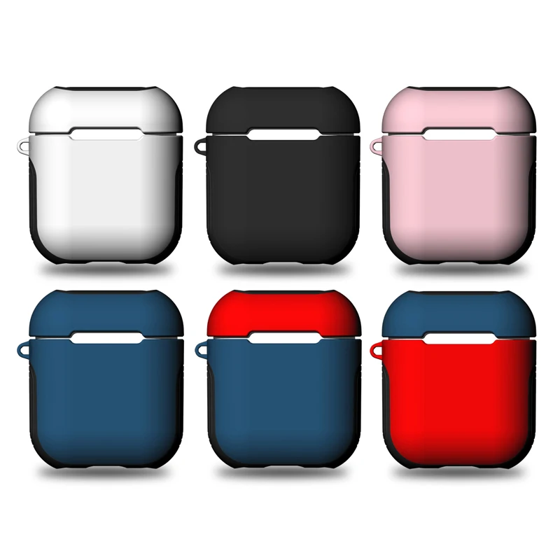

Silicone Cover For Earpods Pouch Box Strap Soft TPU+Hard PC Dual Layer Armor Case For Apple AirPods Silicone Headphone Cover Bag