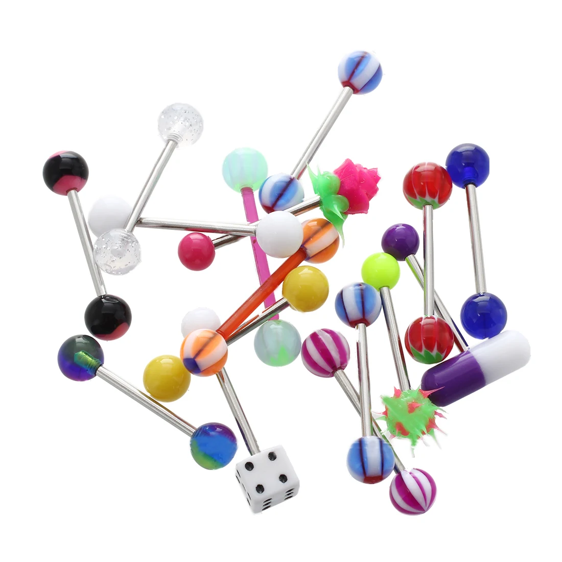 

16 X Assorted Tongue Nipple Bar Ring Barbell Piercing
