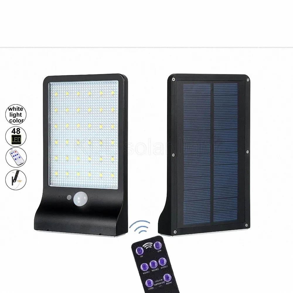 

48 LEDS Remote Control 800 LM Solar Lamp Human Body Induction Wall Light 3 Modes Dimmable Outdoor Garden Yard Path Lamps street