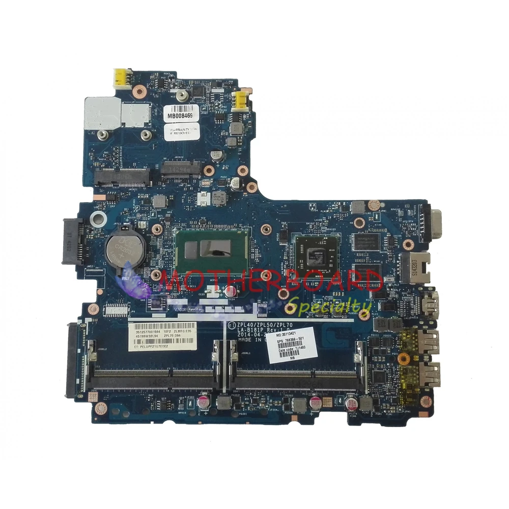 Discount Vieruodis FOR HP ProBook 470 G2 mainboard Laptop Motherboard w/ i5-4210U LA-B181P 768399-501 tested 0