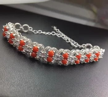 

Natural red coral gem Bracelet Natural gemstone Luxurious lock hook-ups Bracelet S925 bracelet women wedding gift fine Jewelery