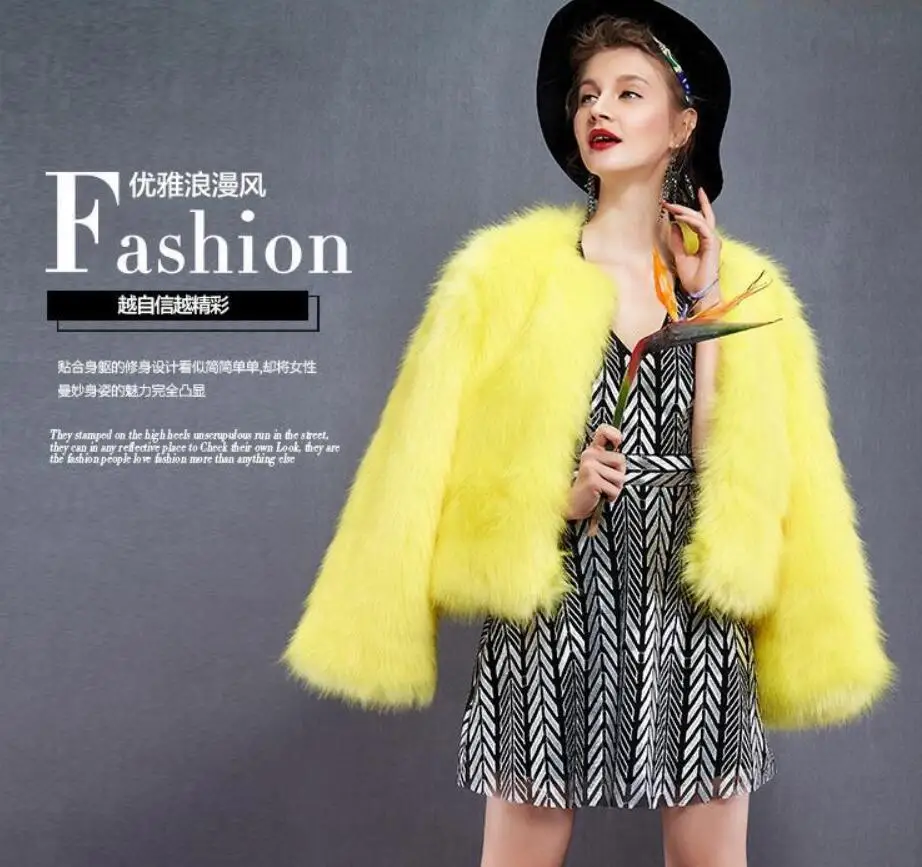 A969 Jaune Hiver Fourrure Femmes 2018 De Faux Chaud Pardessus Manteaux Dames Pour Manteau Mode Yellow Vestes Automne Survêtement 4wdqa4