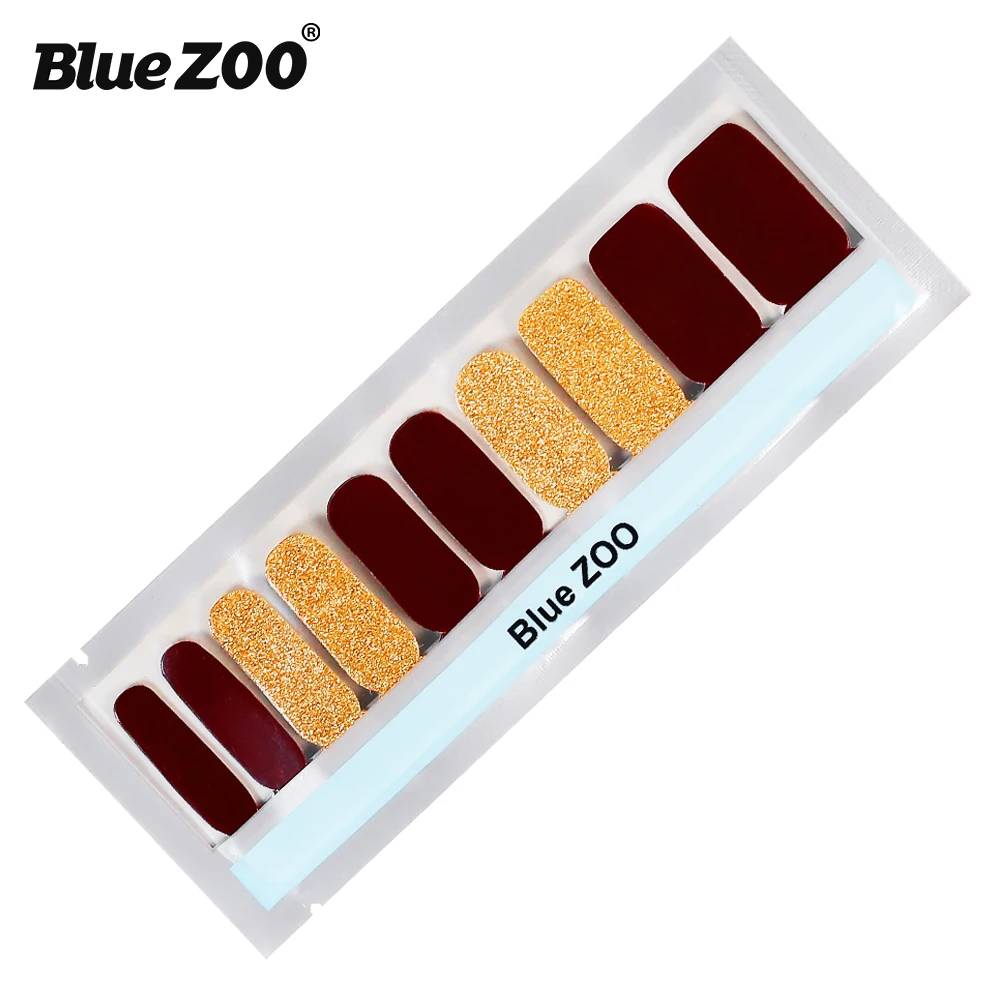 BlueZOO 40 шт инструментов для ногтей наклейки-лак с пилочка для ногтей сплошной Цвет блеск для ногтей Обертывания Self-клей для ногтей наклейки