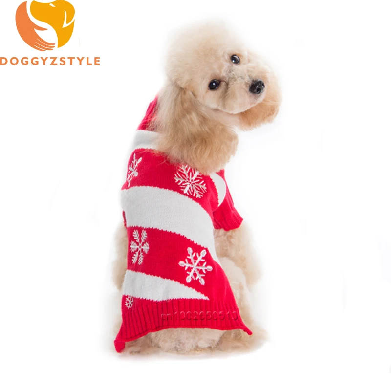 

Xmas Small Dog Sweater Pet Clothes Christmas Snowflake Winter Warm Costume Stripe Snow Knitting Coat Puppy Cat Pets Apparel