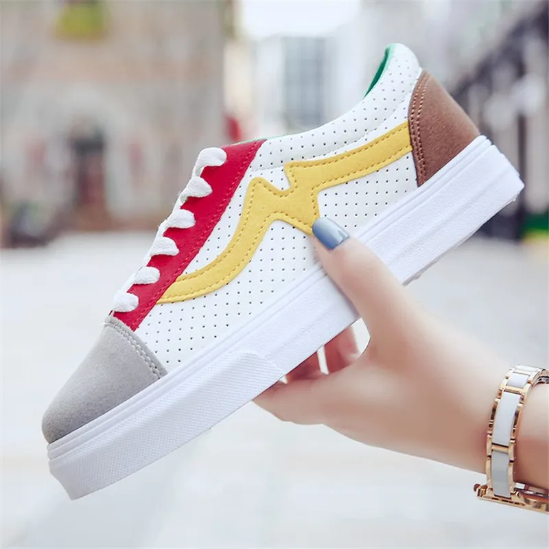 

2019 New Canvas Fashion Shoes Woman Spring Fashion Color Women Flats Canvas Women Lace-up Casual Women Shoes Sneakers