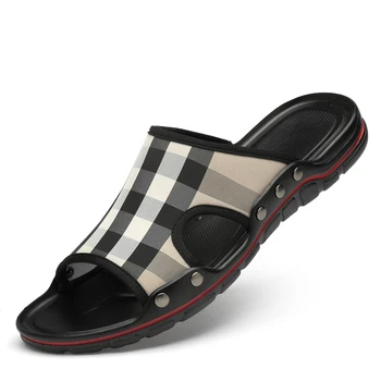 

Casual Slippers Summer Flat 2019 Summer Man Shoes Breathable Beach Slippers Split Leather Flip Flops Mens Slippers indoor