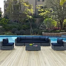 Прямая с фабрики Современная Садовая мебель плетеная 7 шт. внутренний двор диван-кровать