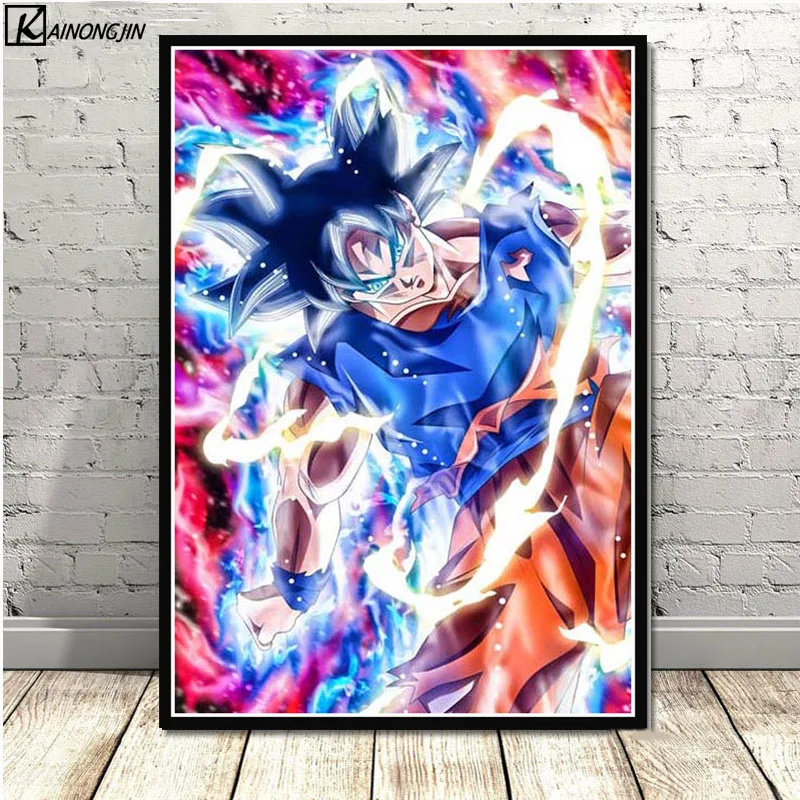 Dragon Ball Z плакат Wall Art супер Goku Ultra освоить Холст Плакаты с живописью и принты комнаты декорации Декор для дома