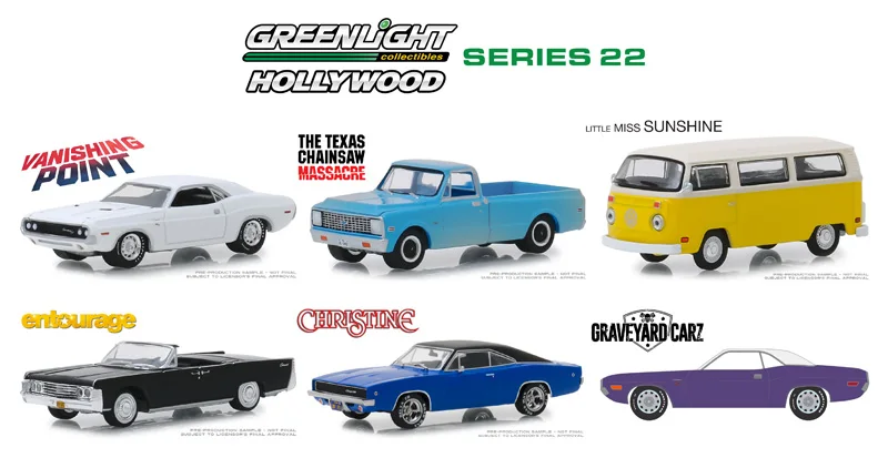 Зеленый свет 1: 64 Holly деревянная серия 22-6-шт случае Игрушечная машина из сплава игрушки для детей литой модельный автомобиль подарок на день рождения