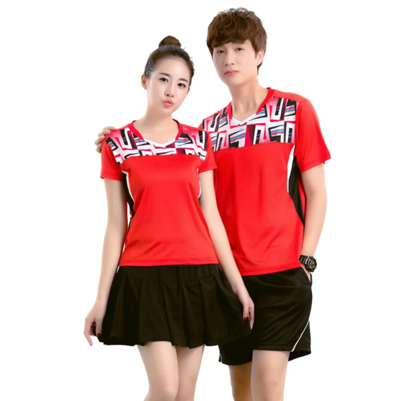 

men's women's team uniform table tennis sportswear short sleeved breathable Summer badminton suit Couples dress Qucik dry