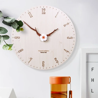 

Creative clock, living room bedroom silent wood clock, stylish round quartz clock